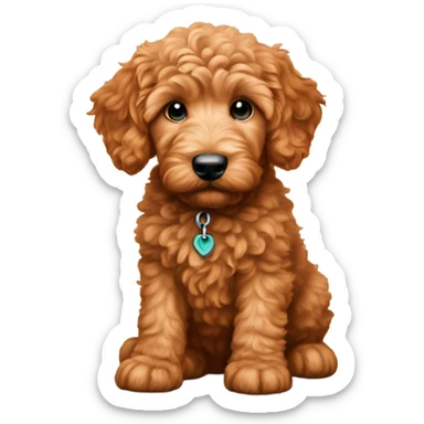 Red golden doodle puppy sticker