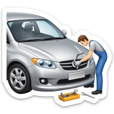 car with a small dent being fixed sticker