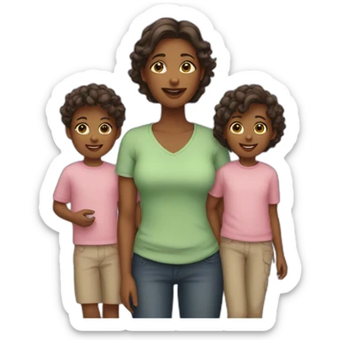 woman with four kids sticker