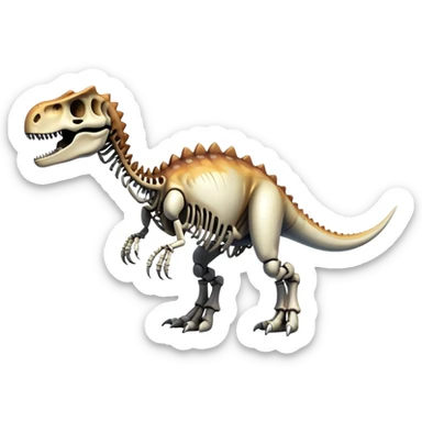 An epic shiny cool edgy skeletal bone dinosaur, full body sticker