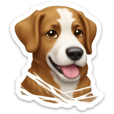 Dog with a christmas hay sticker