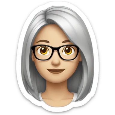 White girl with glasses straight brune mid-short hair sticker