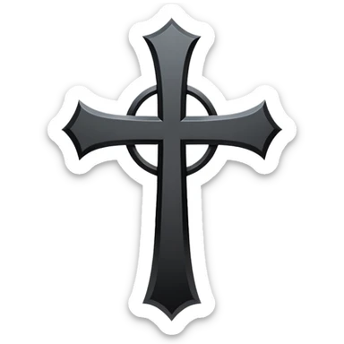 Minimal emoji, simple gothic cross forged from matte black metal, thick balanced proportions, fashion avant-garde minimalism, no decoration, no glow, no neon, flat emoji style, centered, transparent background sticker