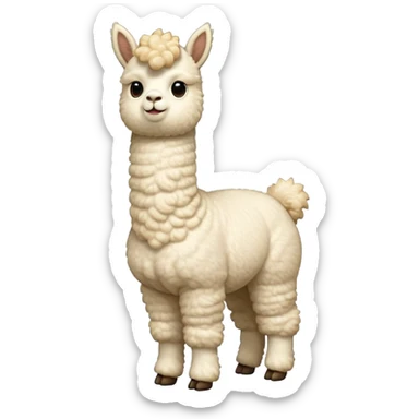 cinematic-[cream alpaca]-realistic-full-body-standing-emoji,-tail-flicking-lazily,-head-tilted-dramatically,-curly-[cream]-fur,-simplified-yet-realistic-focused-features,-highly-detailed,-glowing-with-an-almost-sarcastic-glow sticker