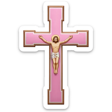 Pink and white simple holy cross sticker