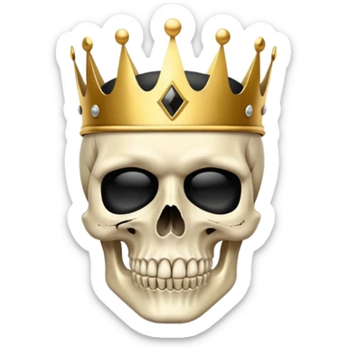 skull wearing a golden crown and black ski mask sticker