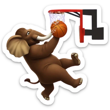 Amherst college mammoth dunking a basketball  sticker