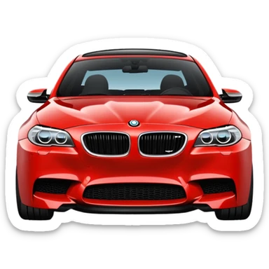 black BMW F10 M5, simple and rounded, cartoonish, like the red car iOS emoji sticker