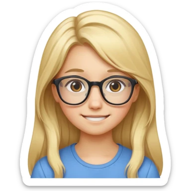 Nerdy girl with glasses, long blond hair sticker