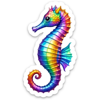 A seahorse that is rainbow sticker