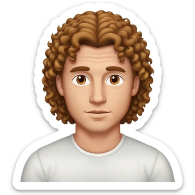 handsome white man with brown curly mullet sticker