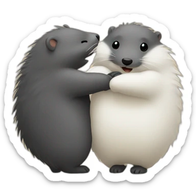two moles hugging sticker