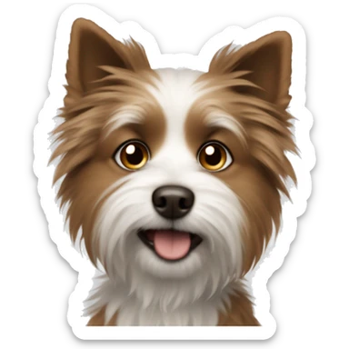 tiny brown and white dog with scruffy hair sticker