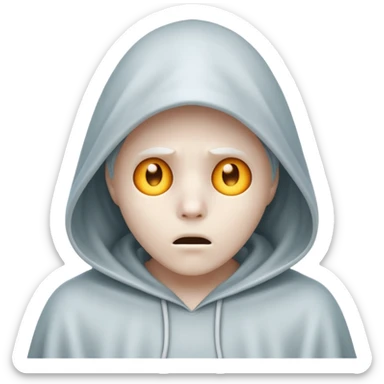 hooded ghost with worried look sticker