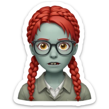zombie with braided red hair and glassess sticker