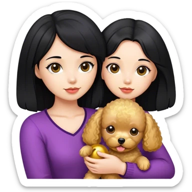 girl with straight black hair and golden toy pudel  sticker