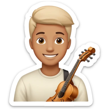 Musician with a confident smile looking up sticker