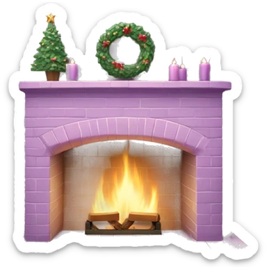 Pastel purple brick fireplace Christmas  sticker