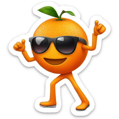 An orange wearing sunglasses dancing to disco  sticker