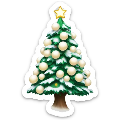 Christmas tree with snow, lights and white balls  sticker