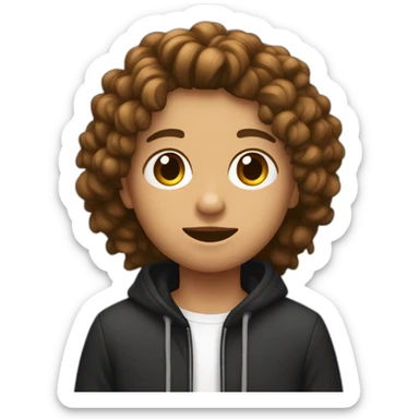 un adolescente con pecas, pelo castaño corto , guapo y con una camiseta negra sticker