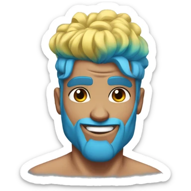 Scar on face blue hair updo muscle man smiling sticker