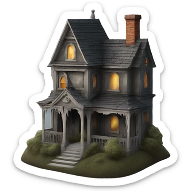 Haunting graveyard field Pre-Victorian mansion birdhouse  sticker