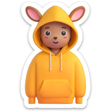 cozy red hoodie with drawstring and kangaroo pocket, sleeves rolled up, 3D emoji style sticker