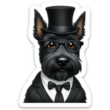Scottish terrier all black in suit and glasses sticker