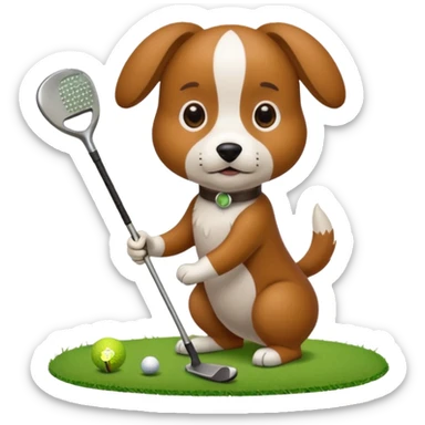 A dog playing golf sticker