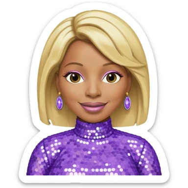 Mary J Blige with blonde hair, lilac sequin outfit sticker
