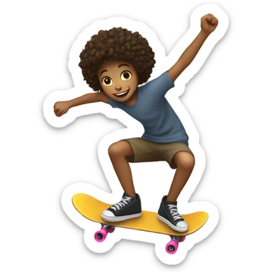 A young person on a skateboard is pushed by another sticker