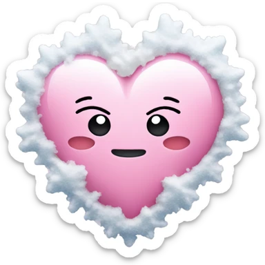 Pink heart with snow sticker