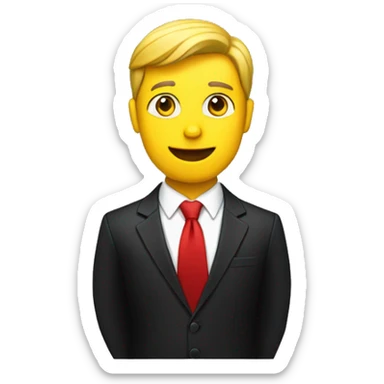 a full body of a yellow male news anchor wearing a red tie black suit sticker