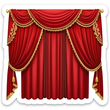 Simple, opened red curtains  sticker