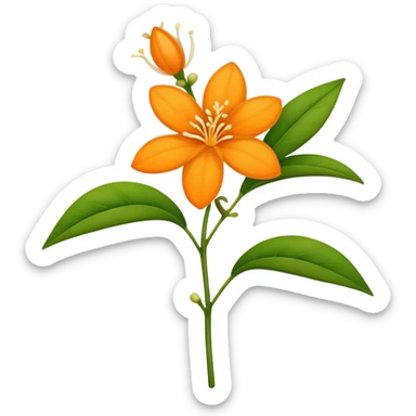 single Orange Jasmine, straight stem sticker