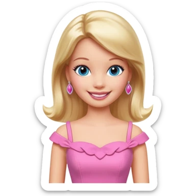 barbie wear pink dress sticker