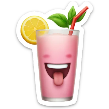 Happy face. Tongue out. Yummy. Holding a drink  sticker