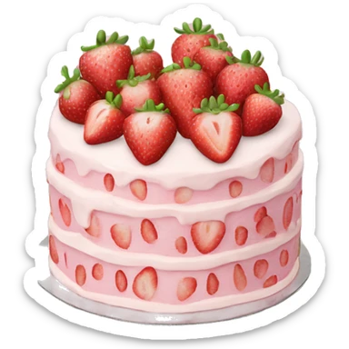 Light Pink strawberries and cream birthday cake  sticker