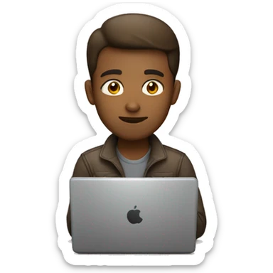 Man developer working on laptop light brown skin sticker