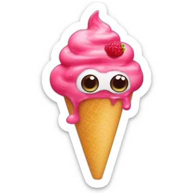 lemon raspberry gelato with eyes mouth nose   sticker