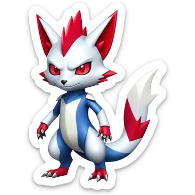 Cool Edgy Badass Shiny Futuristic Digimon-Sneasel-Zangoose-hybrid full body sticker