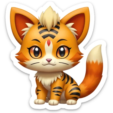 Shiny Cute Adorable Meowth-Litten-Littleo-Growlithe-Hybrid-Creature with pattern-markings sticker