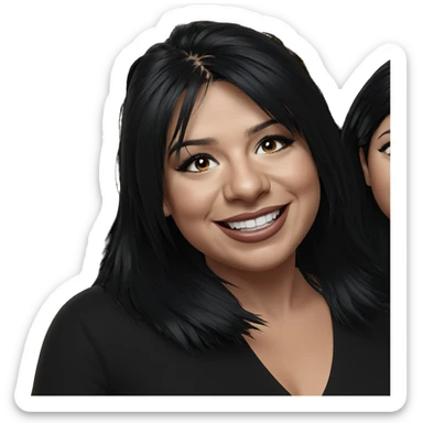smiling girl with black hair sticker