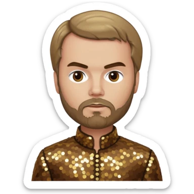 Paul Verlaine with dark blonde hair, bronze sequin outfit  sticker