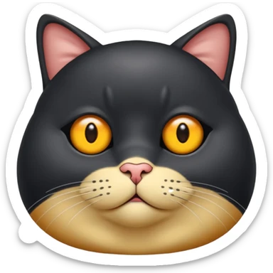 Un gato negro gordito con los ojos de color amarillos sentado sticker