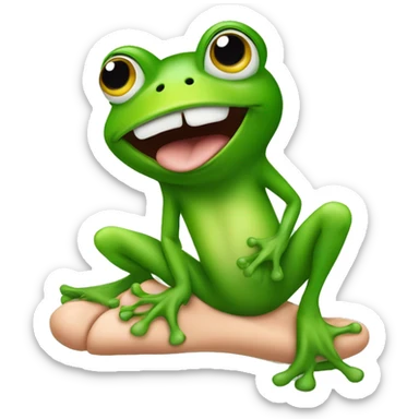 A frog licking a human foot sticker