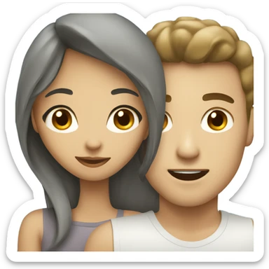 Asian girl with white boyfriend sticker