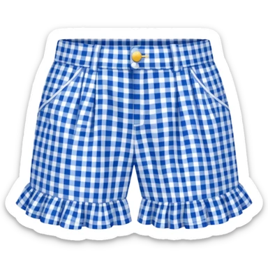 Blue gingham patterned ruffle shorts sticker