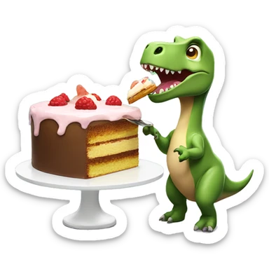 dinosaur eating cake sticker